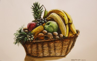 Peinture intitulée "corbeille des fruits" par Natasha Pelley-Smith, Œuvre d'art originale, Huile