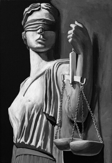 Schilderij getiteld "Themis" door Natasha Sokolnikova, Origineel Kunstwerk, Acryl Gemonteerd op Frame voor houten brancard