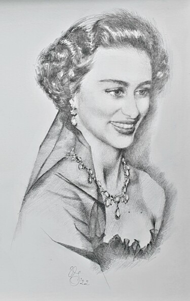 Drawing titled "British rose" by Natasha Sokolnikova, Original Artwork, Pencil Mounted on Cardboard