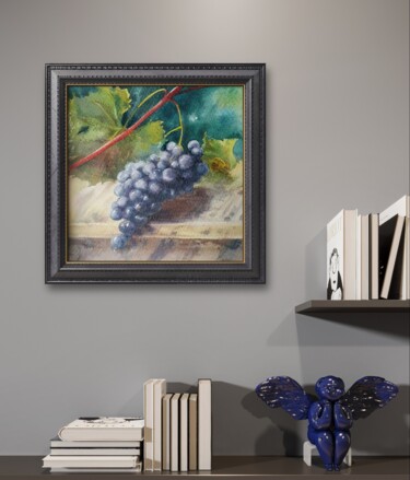 Malerei mit dem Titel "Grapes" von Natasha Sokolnikova, Original-Kunstwerk, Aquarell Auf Karton montiert