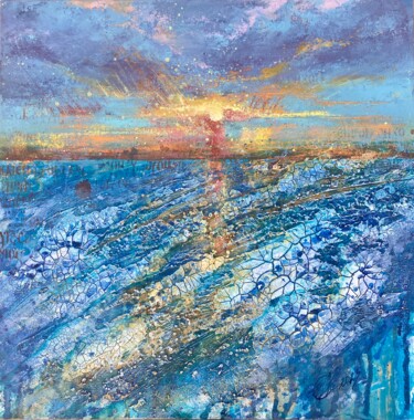 Картина под названием "Blazing sunset" - Natasha Zhukova, Подлинное произведение искусства, Акрил Установлен на картон
