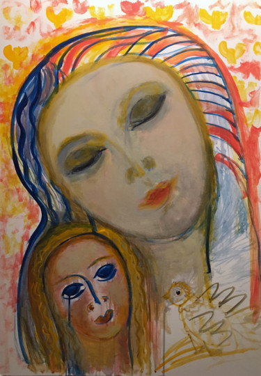 Картина под названием "Богородица" - Natalia Rosenbaum, Подлинное произведение искусства, Акрил