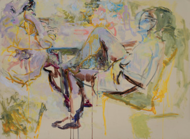Картина под названием "за столом" - Natalia Rosenbaum, Подлинное произведение искусства, Гуашь