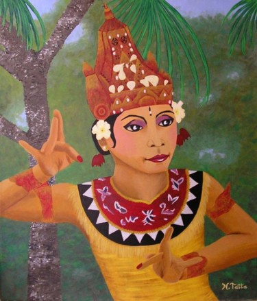 Painting titled "Balinese Dancer" by Natasha Tatta, Original Artwork