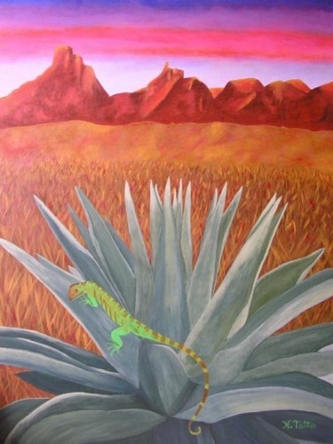 Painting titled "Iguana" by Natasha Tatta, Original Artwork
