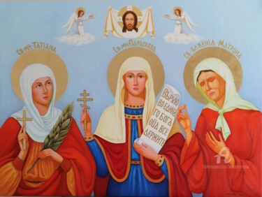 Painting titled "Holy Women Tatiana,…" by Nata Shemshur, Original Artwork, Oil Mounted on Wood Stretcher frame