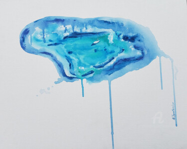 Painting titled "BLUE LAGOON" by Nata Shemshur, Original Artwork, Acrylic Mounted on Cardboard