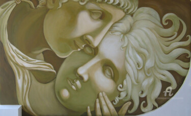 Painting titled "Antique kiss" by Nata Shemshur, Original Artwork, Acrylic