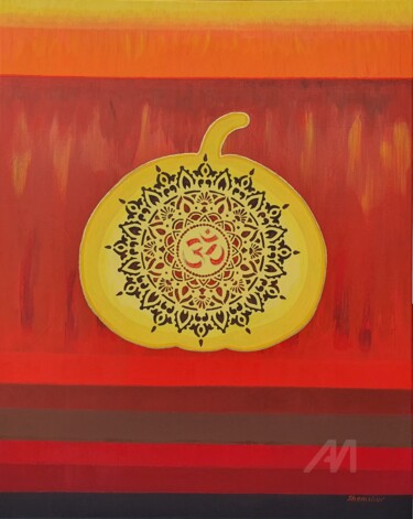 Schilderij getiteld "Autumn Pumpkin Mant…" door Nata Shemshur, Origineel Kunstwerk, Acryl