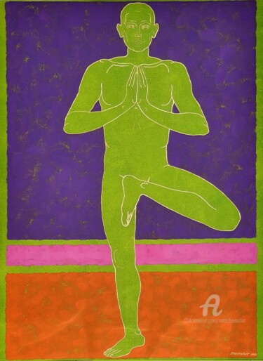 Pintura intitulada "Balanced Planet Yoga" por Nata Shemshur, Obras de arte originais, Acrílico