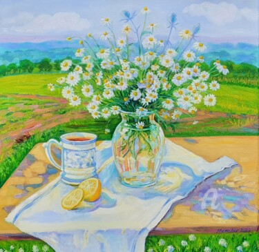 Painting titled "Summer breakfast" by Nata Shemshur, Original Artwork, Oil