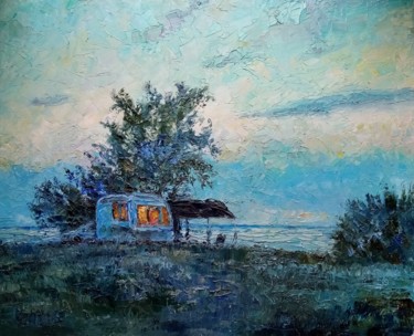 Картина под названием "Evening on the Sea…" - Natalya Timchenko, Подлинное произведение искусства, Масло
