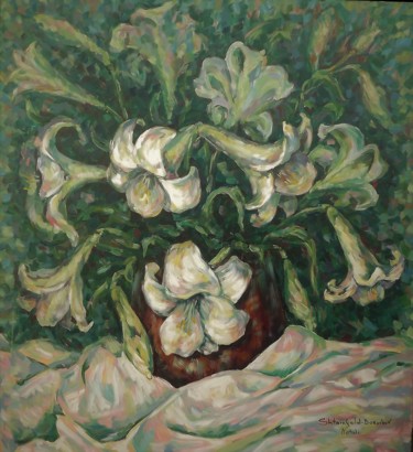 Картина под названием "Lily" - Shtainfeld-Borovkov Nataly, Подлинное произведение искусства, Масло