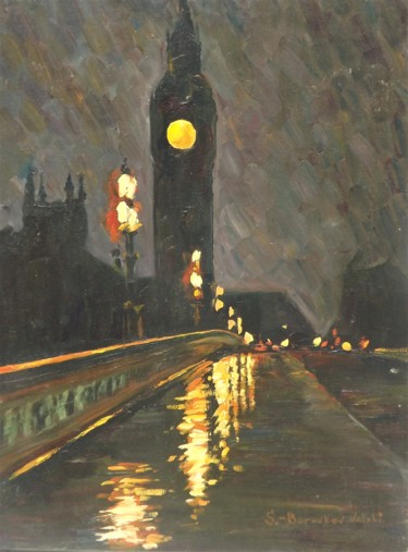 Картина под названием "Nightlights of Lond…" - Shtainfeld-Borovkov Nataly, Подлинное произведение искусства, Масло