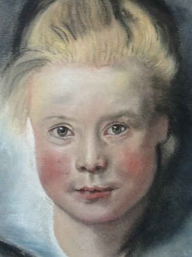 Dessin intitulée "Portrait d' aprés R…" par Nathalie De Courrèges, Œuvre d'art originale, Pastel