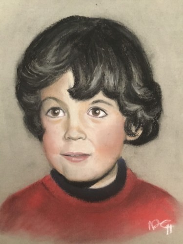 Painting titled "enfant songe" by Nathalie De Courrèges, Original Artwork, Pastel