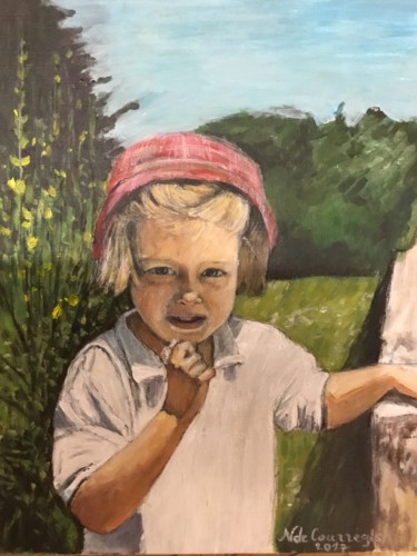 Painting titled "Enfant de l’ėté" by Nathalie De Courrèges, Original Artwork, Acrylic