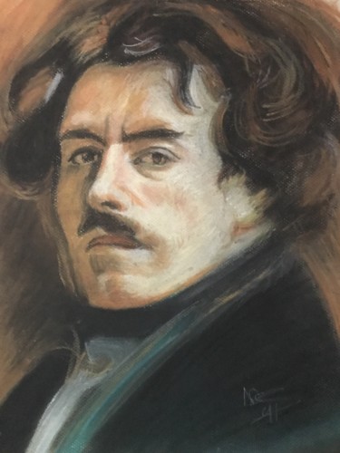 Drawing titled "D’ après Eugène Del…" by Nathalie De Courrèges, Original Artwork, Pastel