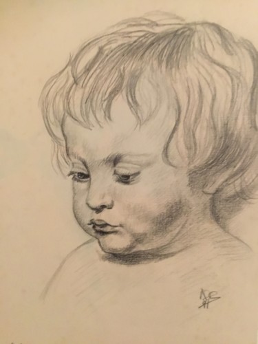 Drawing titled "d’ après Rubens" by Nathalie De Courrèges, Original Artwork