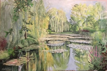 Painting titled "Giverny" by Nathalie De Courrèges, Original Artwork, Oil