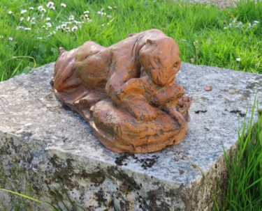 Sculpture intitulée "D’ après Barye. Jag…" par Nathalie De Courrèges, Œuvre d'art originale, Terre cuite