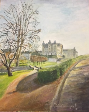 Painting titled "Le château de Pau" by Nathalie De Courrèges, Original Artwork, Acrylic