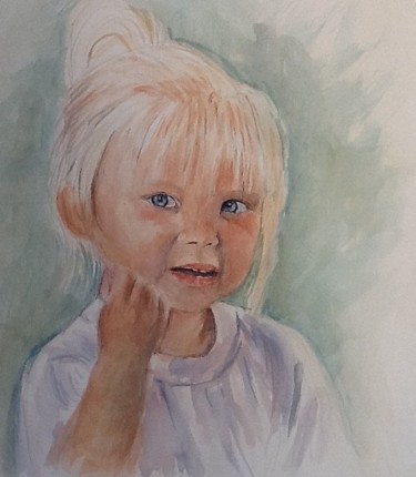 绘画 标题为“La petite blonde” 由Nathalie De Courrèges, 原创艺术品, 水彩
