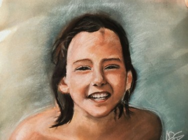 Рисунок под названием "enfant aux rires" - Nathalie De Courrèges, Подлинное произведение искусства, Пастель