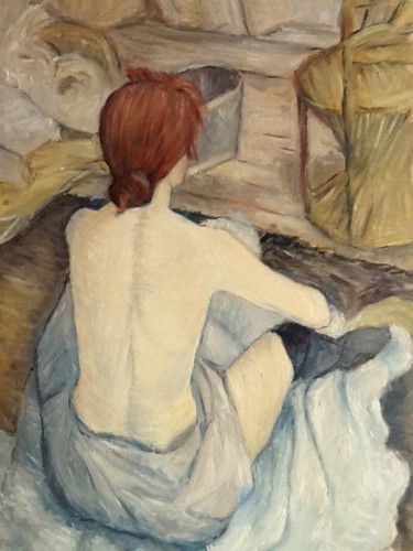 Peinture intitulée "La toilette" par Nathalie De Courrèges, Œuvre d'art originale, Huile