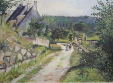 Painting titled "paysage d'après imp…" by Nathalie De Courrèges, Original Artwork, Acrylic