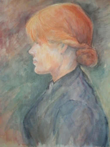 Peinture intitulée "femme rousse d'aprè…" par Nathalie De Courrèges, Œuvre d'art originale, Aquarelle