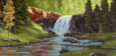 Painting titled "Tranquil Falls" by Nathan Gagner, Original Artwork
