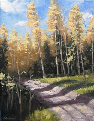 Painting titled "Pathway of Birch" by Nathan Gagner, Original Artwork