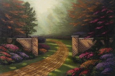Painting titled "Paradise Garden" by Nathan Gagner, Original Artwork, Oil