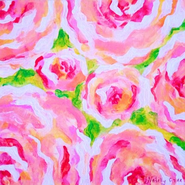 Painting titled "Flower Painting Abs…" by Natelly Gree, Original Artwork, Acrylic