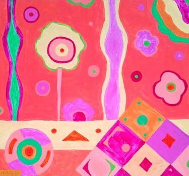 Painting titled "Pink Life Abstract…" by Natelly Gree, Original Artwork, Acrylic