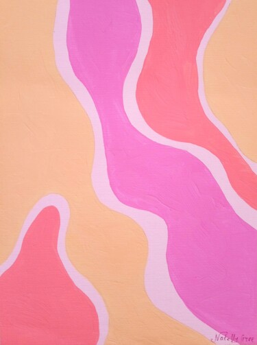 Pintura intitulada "Pink Painting Origi…" por Natelly Gree, Obras de arte originais, Óleo Montado em Armação em madeira