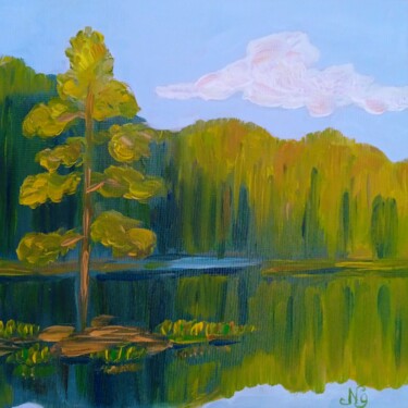 Painting titled "Pine Oil Painting F…" by Natelly Gree, Original Artwork, Oil