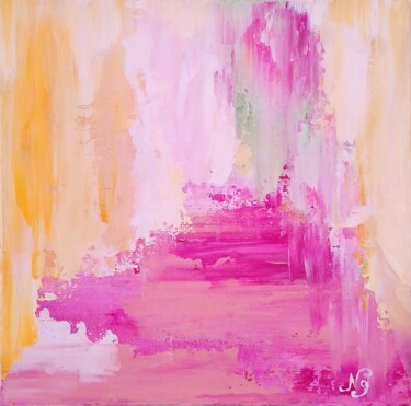 Pintura titulada "Pink Abstract Oil P…" por Natelly Gree, Obra de arte original, Oleo