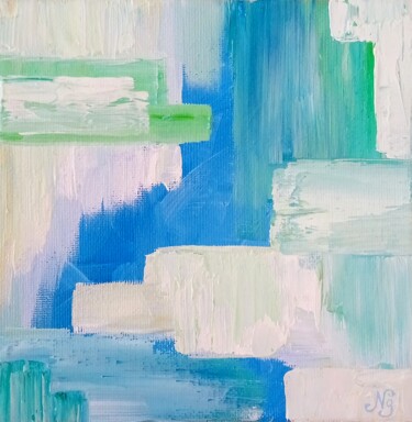 Peinture intitulée "Blue Textured Oil P…" par Natelly Gree, Œuvre d'art originale, Huile