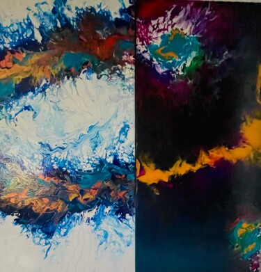 DAY AND NIGHT Painting titled "DAY AND NIGHT" by Natha, Original Artwork, Acrylic Mounted on Wood Stretcher frame
