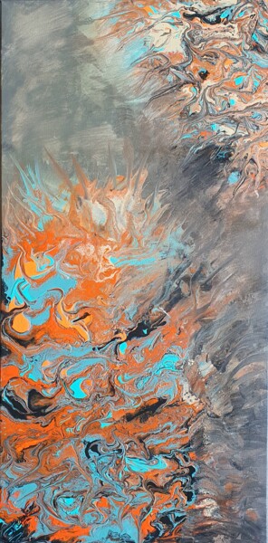 Painting titled "MAGMA" by Natha, Original Artwork, Acrylic Mounted on Wood Stretcher frame