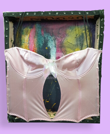 Painting titled "Lady pink" by Nathacha, Original Artwork, Oil Mounted on Wood Stretcher frame