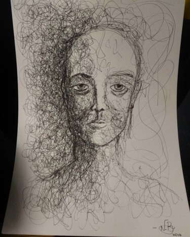 Desenho intitulada "Linhas duras e linh…" por Nathalia Branco, Obras de arte originais, Tinta