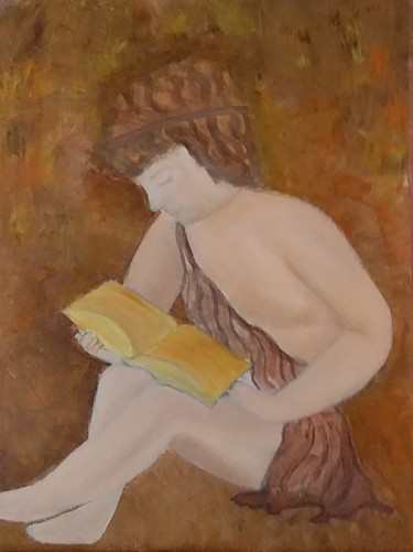Peinture intitulée "Petit garçon lisant" par Nathalie Desbrosse, Œuvre d'art originale, Huile