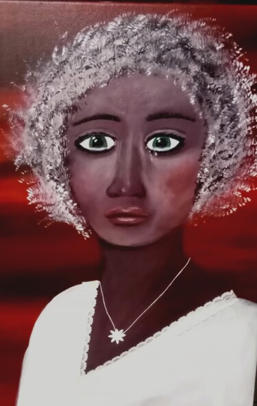Painting titled "Blanche" by Nathalie Absire, Original Artwork, Acrylic Mounted on Wood Stretcher frame
