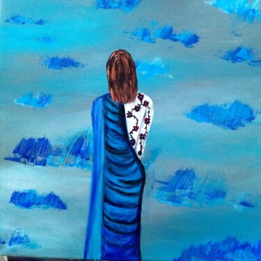 Peinture intitulée "La femme en bleu" par Nathalie Absire, Œuvre d'art originale, Acrylique Monté sur Châssis en bois