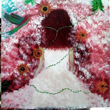 제목이 "Mariée"인 미술작품 Nathalie Absire로, 원작, 아크릴 나무 들것 프레임에 장착됨