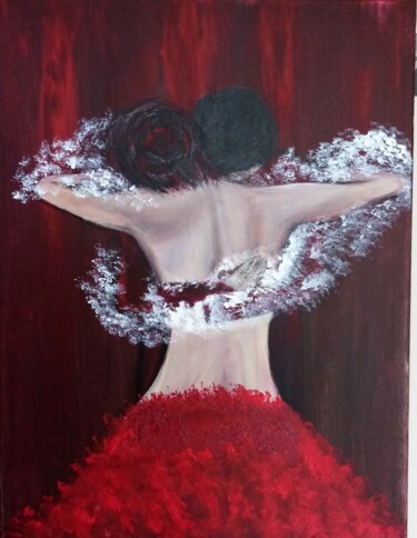 Painting titled "Dans son ombre" by Nathalie Absire, Original Artwork, Acrylic Mounted on Wood Stretcher frame