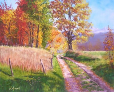 Painting titled "chemin béarnais" by Nathalie Armand, Original Artwork, Oil